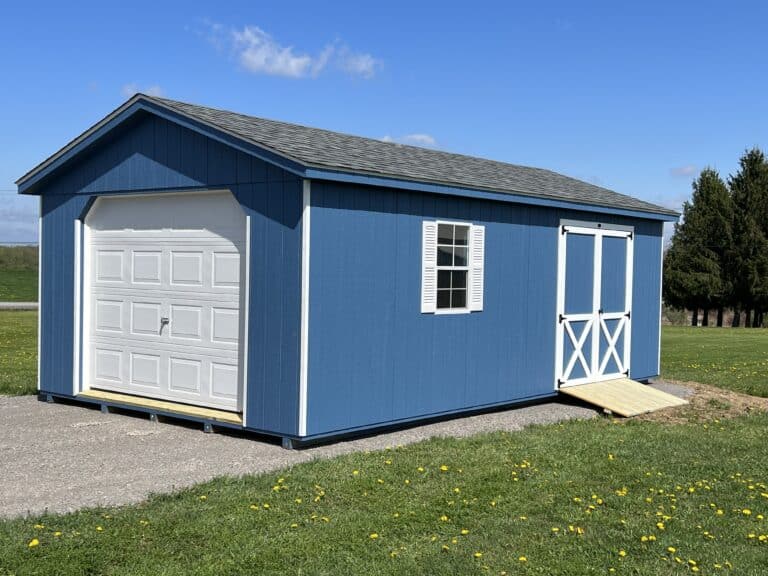 14x24 cottage garage blue with ramp in warsaw ny