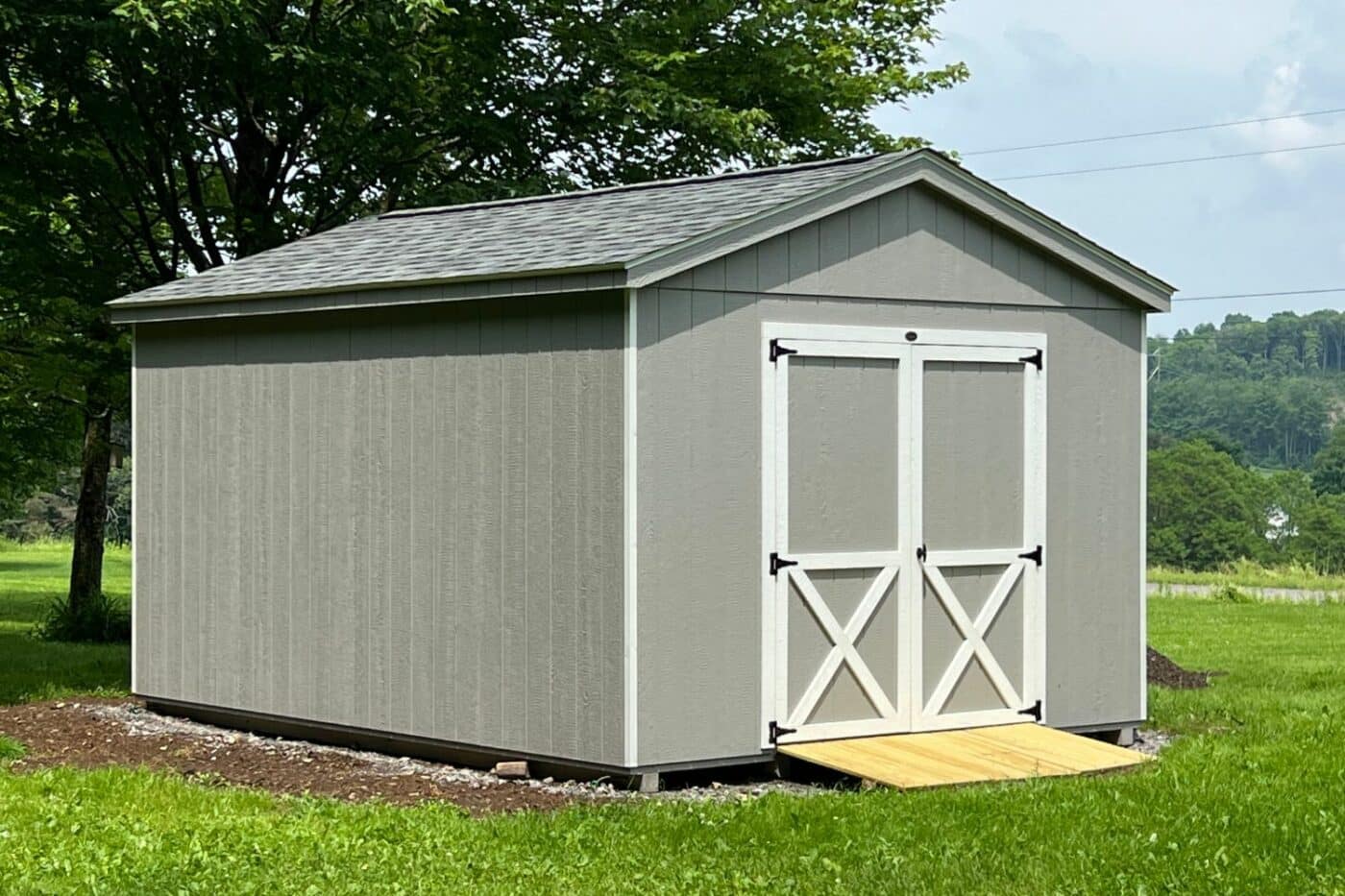 Gray with White Trim 12x16 Cottage Shed in Warsaw NY