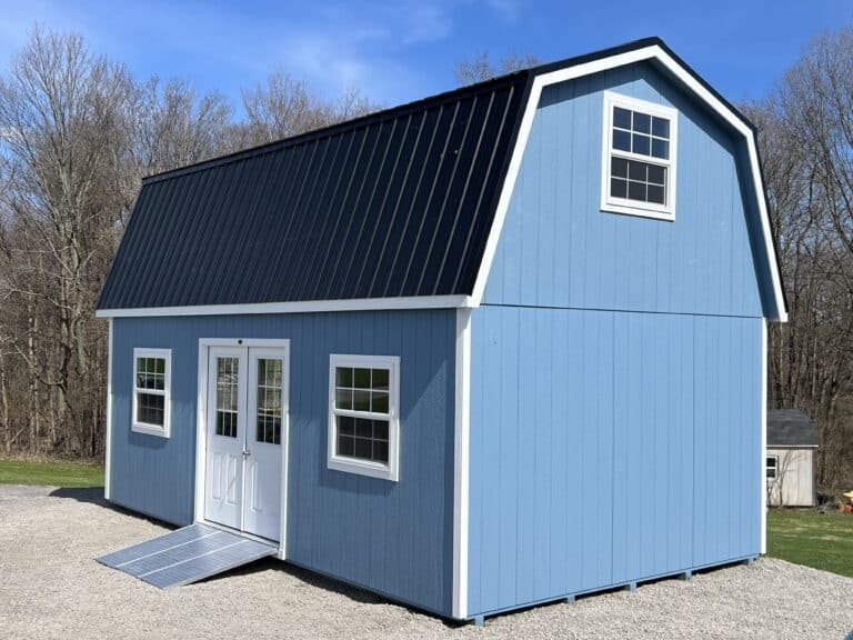 front of 14x24 two story barn in stafford ny